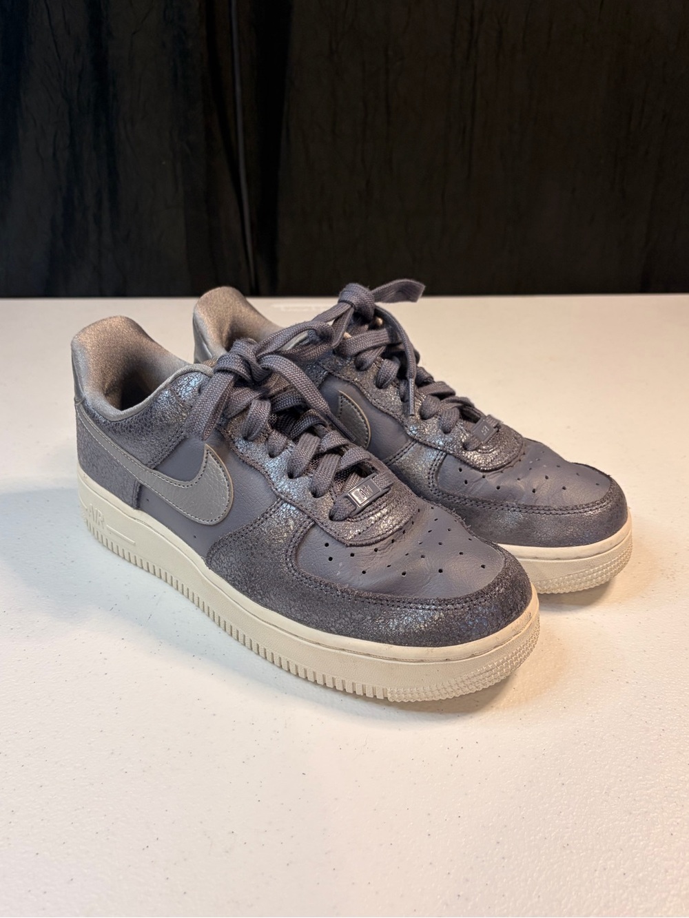 Nike Air Force 1 Low Shimmer Metallic Lavender Sneakers Women's Size 8.5